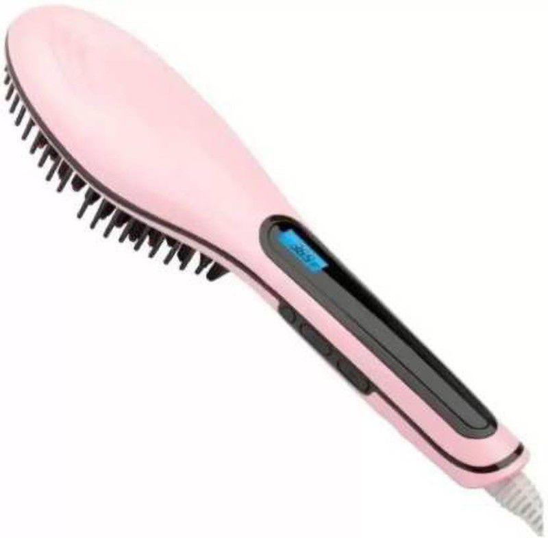 MANTHANENTERPRISE Hair Straightener Brush Fast Straightener Hair Straightener  (Pink)