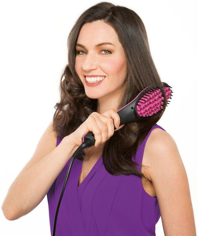 TRENDNOW Simply Straight Fast Ceramic Brush with Lcd Display S-21 Hair Straightener (Black, Pink) HN-002 Hair Straightener Brush  (Multicolor)