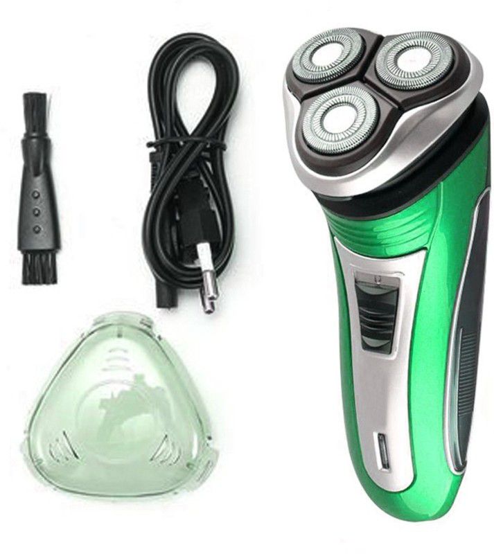 VGRFXD Rechargeable Triple Floating 3D Electric Razor Shaver Face Care Men Beard corded and cordless Trimmer Shaver For Men  (Green, Silver)
