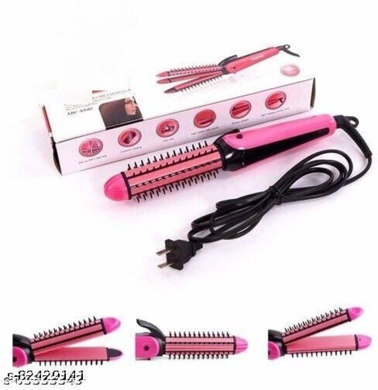 samkha NHC 8890 NHC-8890,3 IN 1 Hair Crimper, Hair Curler and Hair Straightener 01 Hair Curler  (Pink)