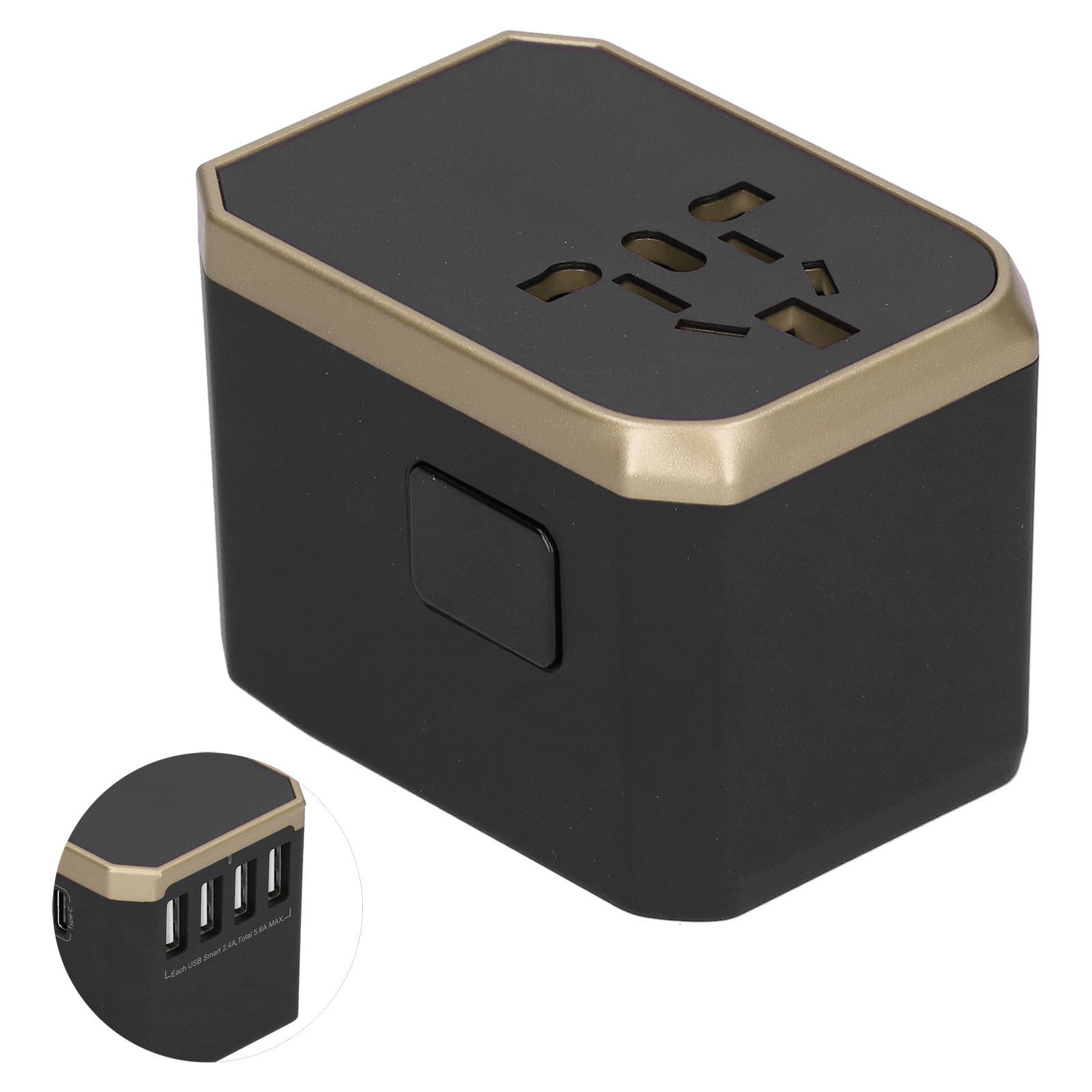 4 USB+Type‑C Plug Universal Travel Power Adapter 100‑240V 50/60Hz A