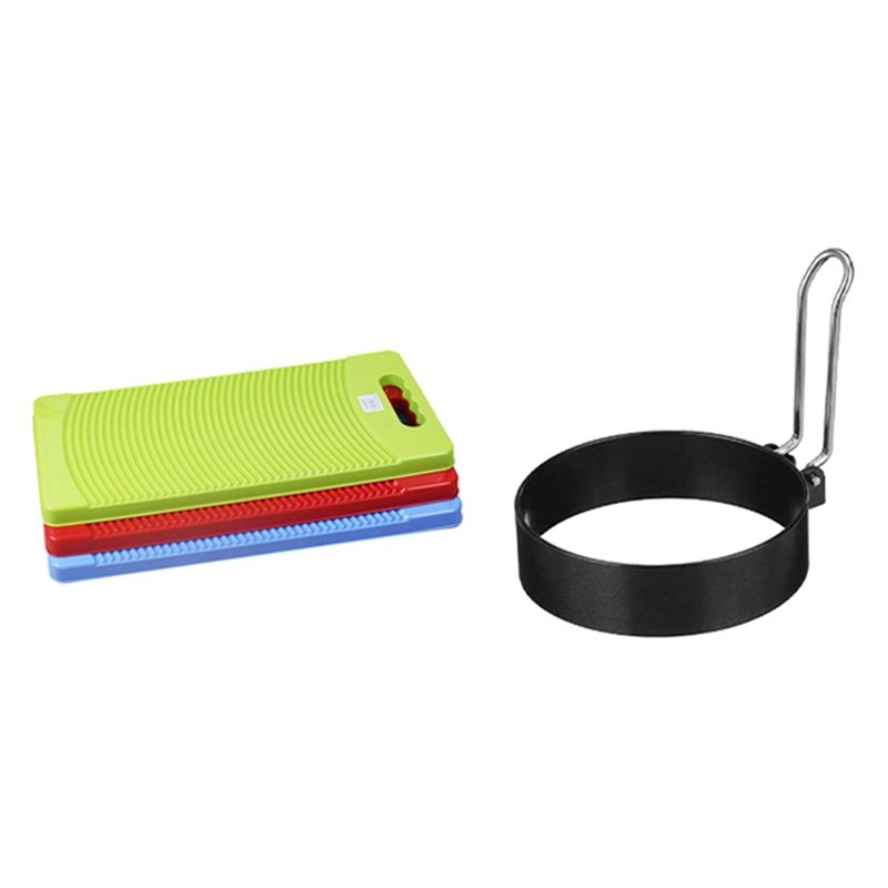 Plastic Rectangle Washd Wash Clothes d 50cm Long & Round Egg Pancake Maker Mold,Non Stick Circle Shaper Mold