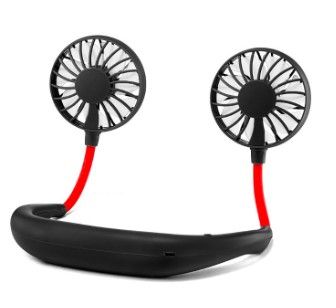USB Hand Free Personal Neck Band Portable Fan -Black & Red