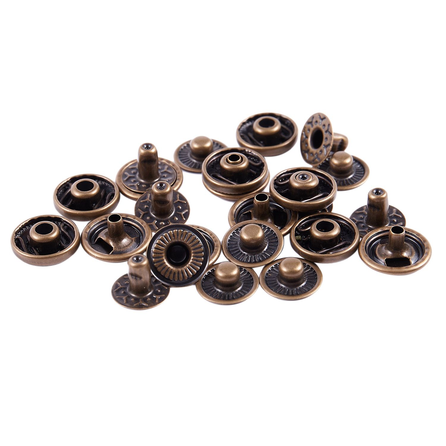 Metal Finish Poppers Snap Fasteners Press Studs Buttons 11.5mm 6 Sets