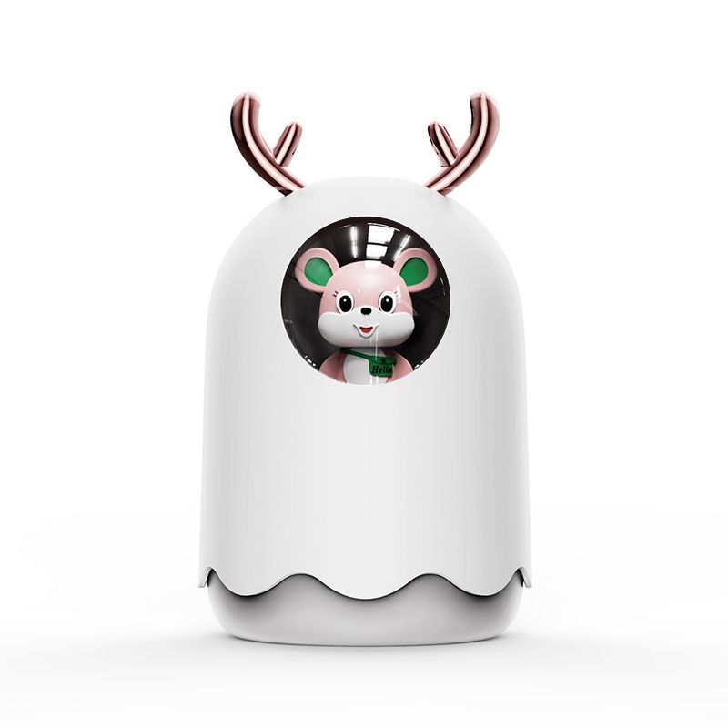 Portable Mini Air Humidifier 300ML Cute Pet Mist Humidifier 7 Color LED Lamp USB Humidificador for Kids, Baby,(White)