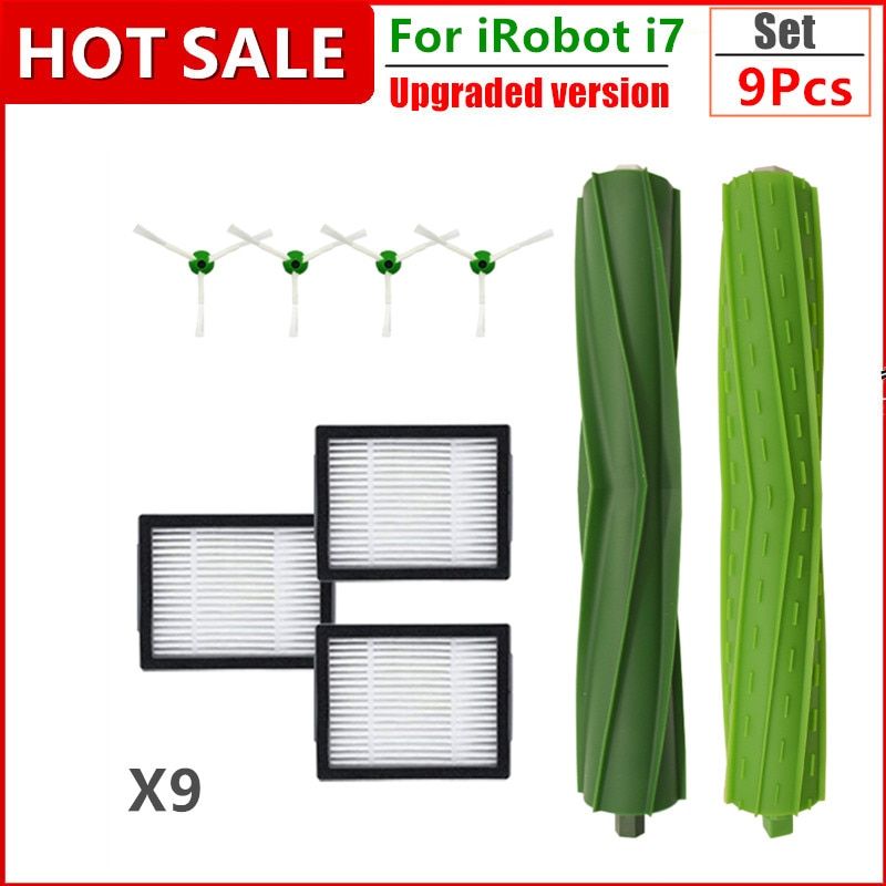 Hepa Filter  Side Brush  Brush Roll for iRobot Roomba i7 E5 E6 I Series Robot Vacuum Cleaner Replacement Spare Parts-9pcs