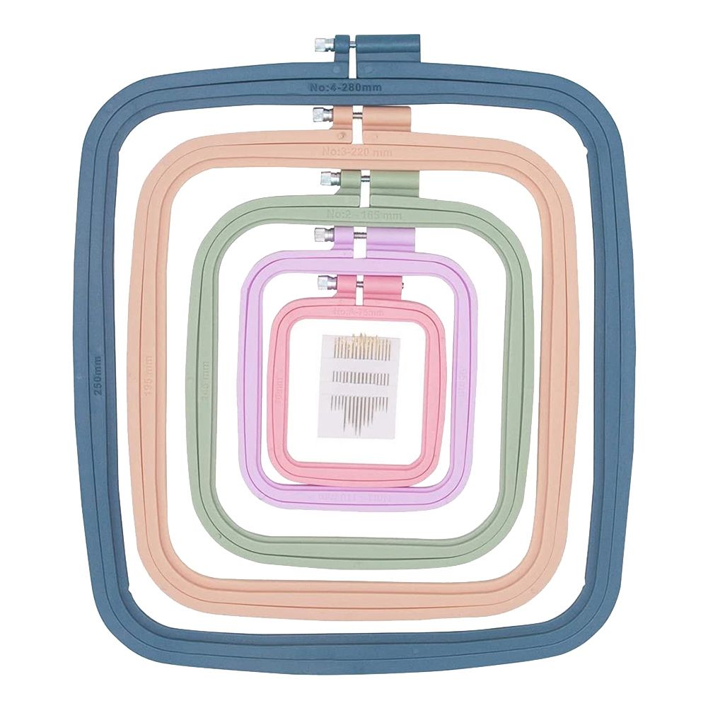 5 Pcs Embroidery Hoop Rectangle Embroidery Frame Cross Stitch Hoop Sewing Tool for Art Craft Handy Sewing,with Needles