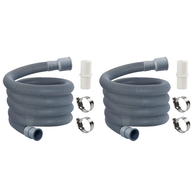 2X Automatic Drum Washing Machine Drain Pipe Drain Hose Fittings, 2 Meter