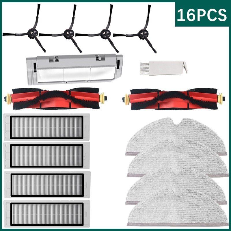 For Xiaoroborock S5max S50 S55 S6 S60 S4 S5 S6max E4 main brush,side brush,cleaning cloth,Robot Vacuum Cleaner accessories-16PCS