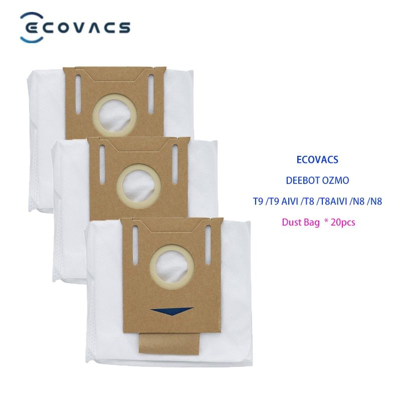 For ECOVACS T9 Parts Leakproof Dust Bag For ECOVACS DEEBOT OZMO T8 T9 Aivi N8 Pro Robot Vacuum Cleaner Replacement Accessories-20pcs