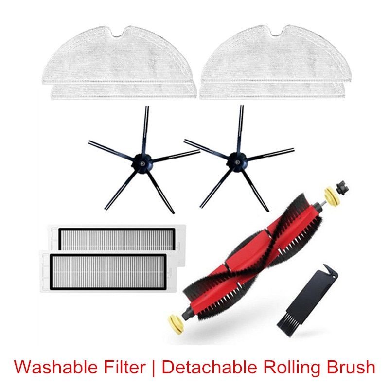 Roborock Accessories for S5 Max / E4 / E5 / S45 Max / S6 MaxV Detachable Main Brush, Silicon Side Brush Washable Filter-S5 max B pack3