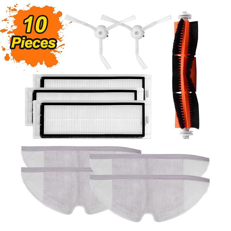 HEPA Filter Main Brush Side Brush Mop Vacuum Cleaners Parts Accessories Kits for Xiao1S Robot for Roborock S50 S51 S5 S6-10pcs