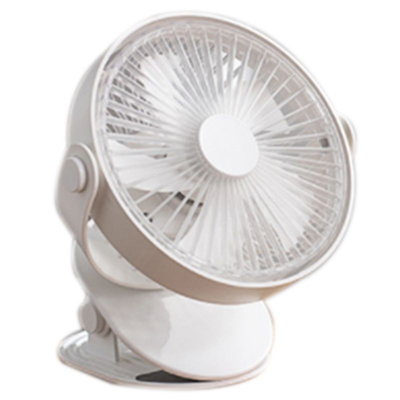 USB Rechargeable Clip Desktop/Table Fan Mini Portable Clamp Fan 360Degree Rotating Ventilator with Air Cooler Fan White