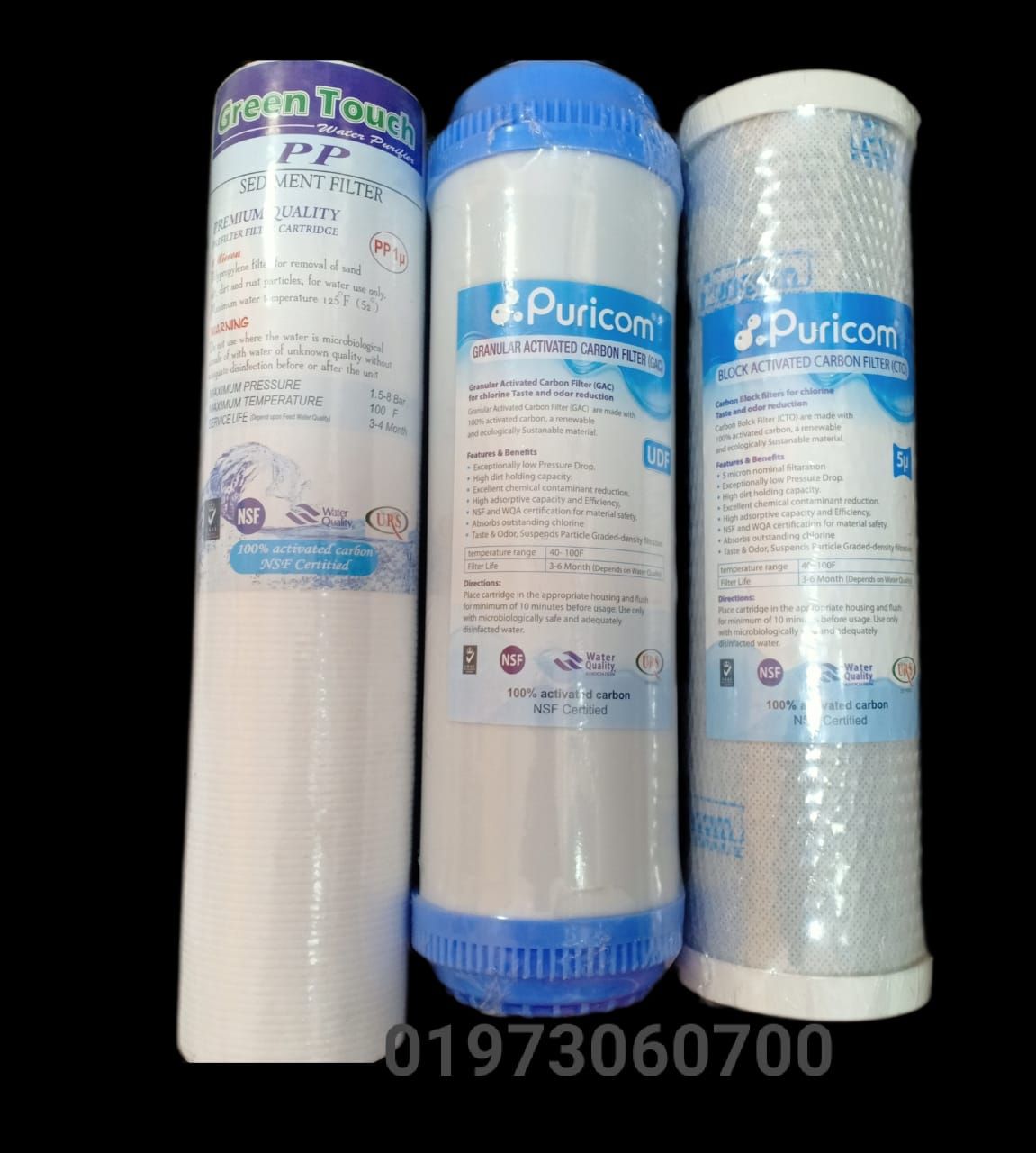 Three-Stage Filtration System PP + UDF + CTO for Household Three-Stage Water Purifier Set Filter
