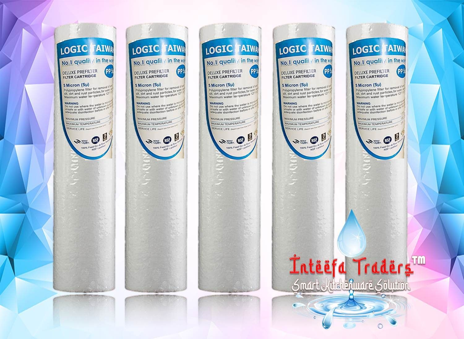 10 Inches 5 Micron 85 GRAM PS-05 PP Spun Filter Cartridges For All Type of RO/UV/UF Water Purifiers (Pack Of 5 Spun Cartridge- Made in Bangladesh)