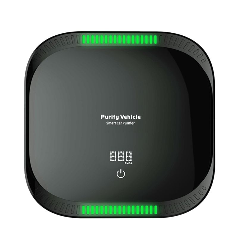 USB Rechargeable Intelligent Monitoring PM2.5 Air Purifier HEPA Air Freshener for Home Car and Basements-Black