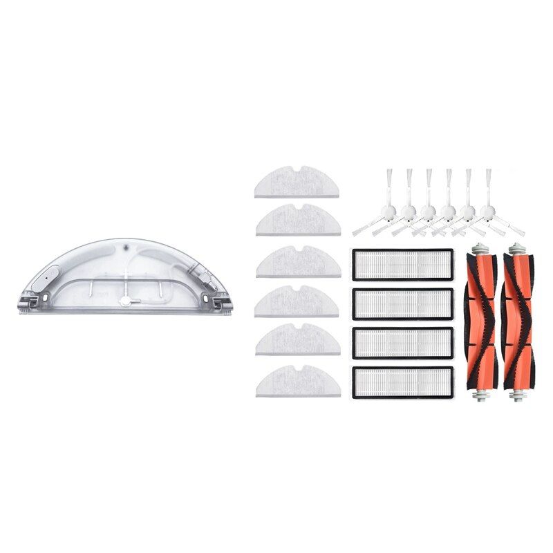 1Pcs for Mijia 1C Replacement Electrically Controlled Water Tank & 1 Set Main Brush Side Brush Hepa Filters Kit-Photo Color
