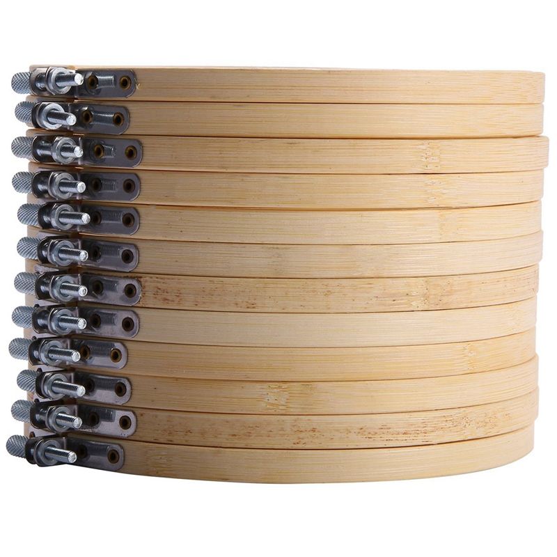 12 Pcs 7 Inch Wooden Embroidery Hoops for Art Craft Sewing with 24 Pcs 4 Inch Bamboo Embroidery Hoops, for Art Craft