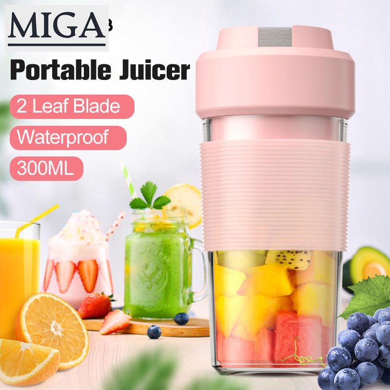 300ML Portable Juice Blender Juice Maker Machine Jug Juicer Fruit Blender Hand Blender Juice Extractor Bottle Fruits Blender With 2 Blades USB Rechargeable