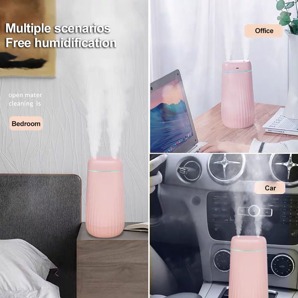 Double Hole Humidifier Desktop Silent Breathing Light Office Moisturizing Silent Nano Fine Mist Large Capacity 1L