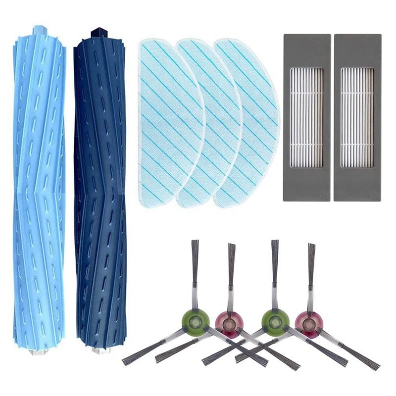 BRADOO- Main Roller Brush Filters Side Brushes Replace for Ecovacs Deebot Ozmo T9 AIVI T9 PRO T9 MAX T9 Robot Vacuum Cleaner