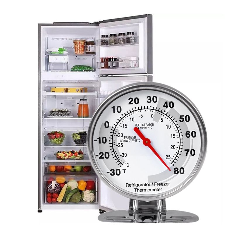 Stainless Refrigerator Thermometer Freezer Temperature Gauge Mini Thermometer Grill for Home Kitchen Food