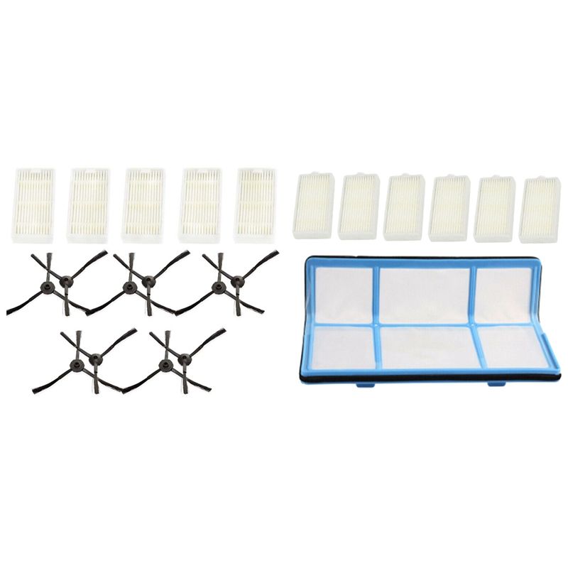 1 Set Blue+White Main Filters Part for Medion Vacuum Cleaner & 1 Set Black + White Filters+Side Brushes for Medion