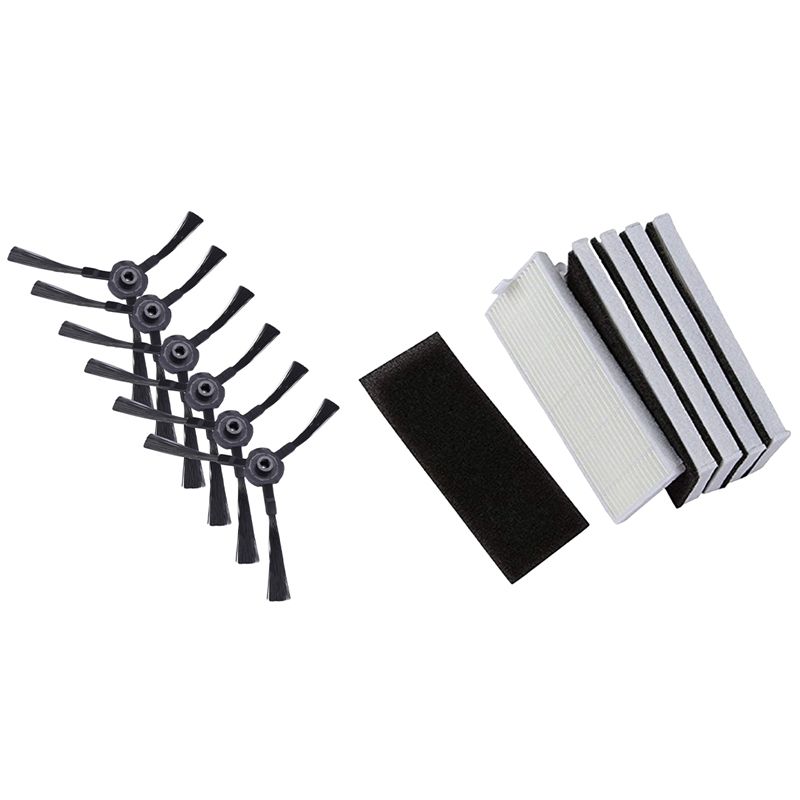 BRADOO- 1 Set Sponge Hepa Filter & 6 Pcs Side Brush Right Left