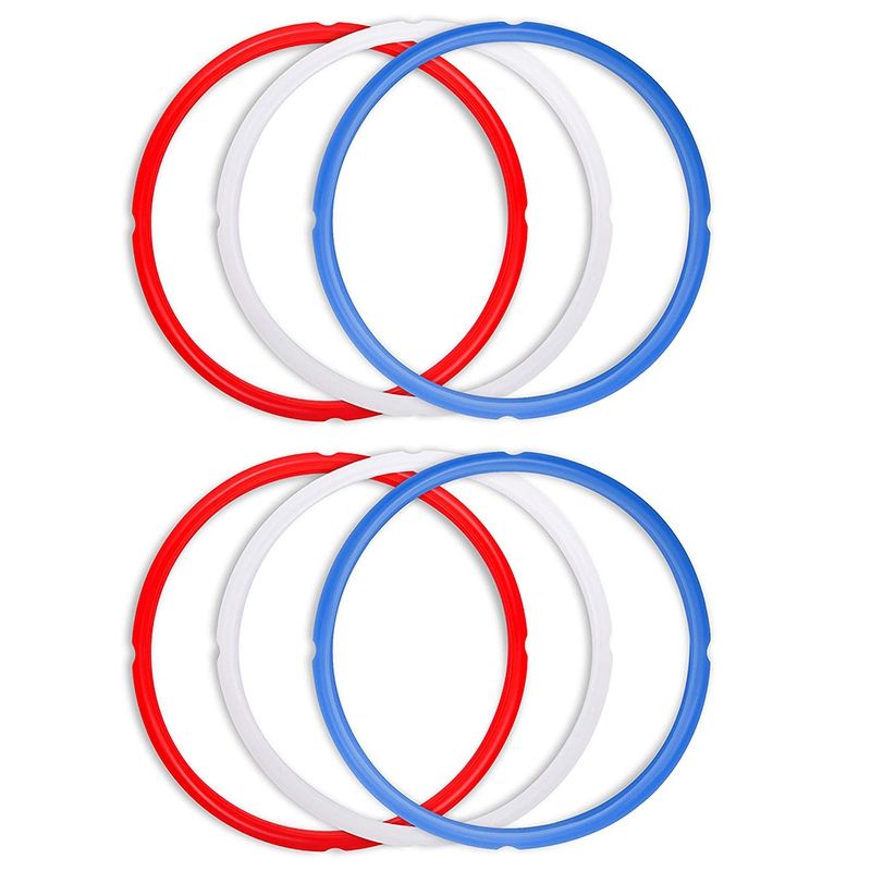 6Pcs Sealing Rings for Pot Accessories of 8Qt Models, Replacement Silicone Seal Gaskets,Red,Blued,White