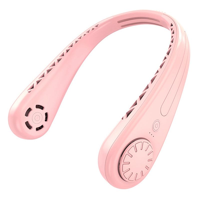 Bladeless Neck Fan, Portable Fan Rechargeable, Personal Small Mini Hanging Neck Fan for Home, Sport,Outdoor (Pink)