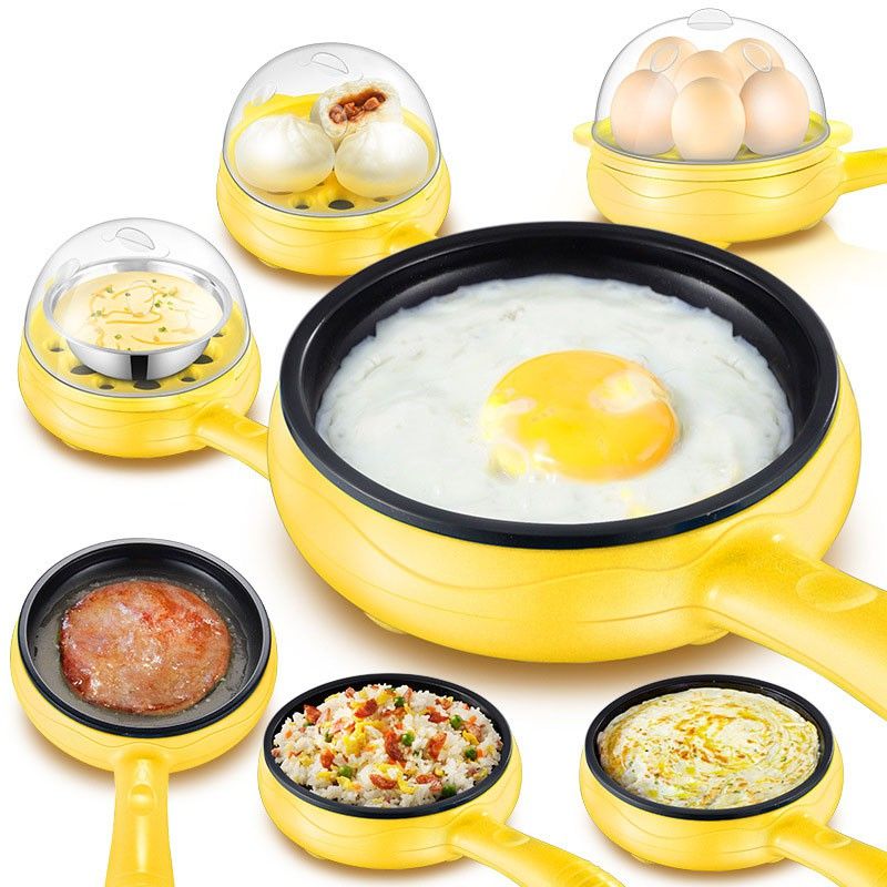 Multi-function 2 in 1 Mini Electric Frying Pan 4Pcs Cooking Kitchen Non-Stick Pans and Egg Cooker