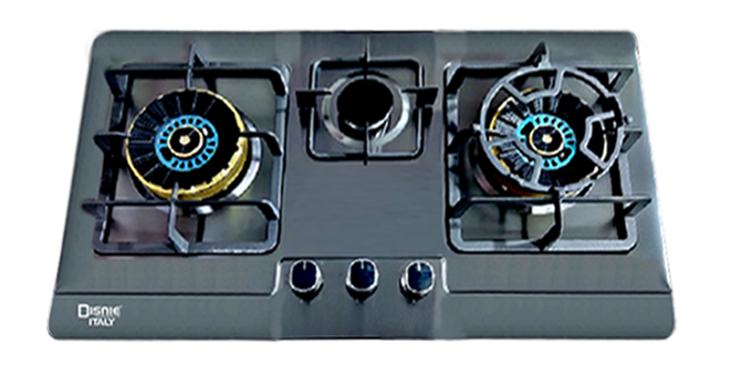 Disnie Automatic 3 Burner Black Steel Top Gas Stove -LPG