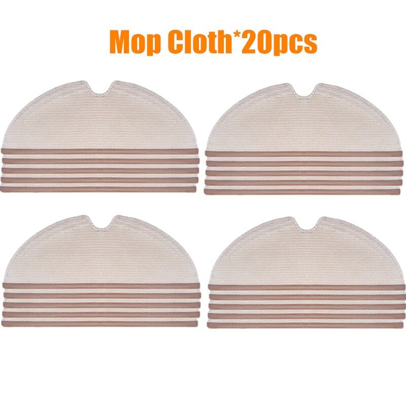 XiaoRoborock S50 S51 S5 S6 E25 E35 Parts Mop Cloths Main Brush HEPA Filter Side Brush for XiaoVacuum Cleaner accessories-MOP20PCS