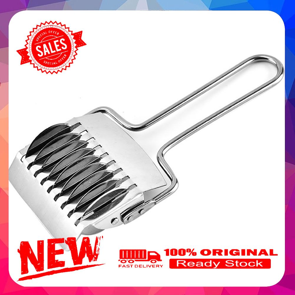 Stainless Steel Noodle Lattice Roller Dough Cutter Pasta Marker Kitchen Gadget