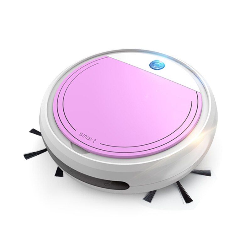 Cordless Vacuum Cleaner Robot Fully Automatic 4-in-1 3200pa USB Charging Sweep Cleaning Robot Vacuum Cleaner Wireless Vacuum-White Pink