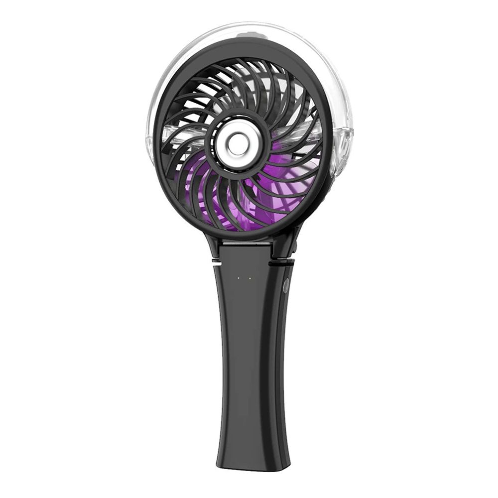 Small Handheld Misting Fan, Portable Fan with 7 Colorful Nightlight,USB Rechargeable Personal Mist Fan(Black)