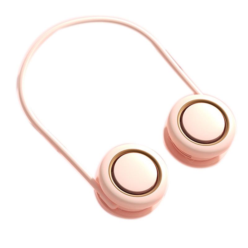 Portable Fan Cold Fan Hands Free Neck Fan Hanging Rechargeable Mini Sports Fan 3-Speed Adjustable Neck Dual Fan Pink