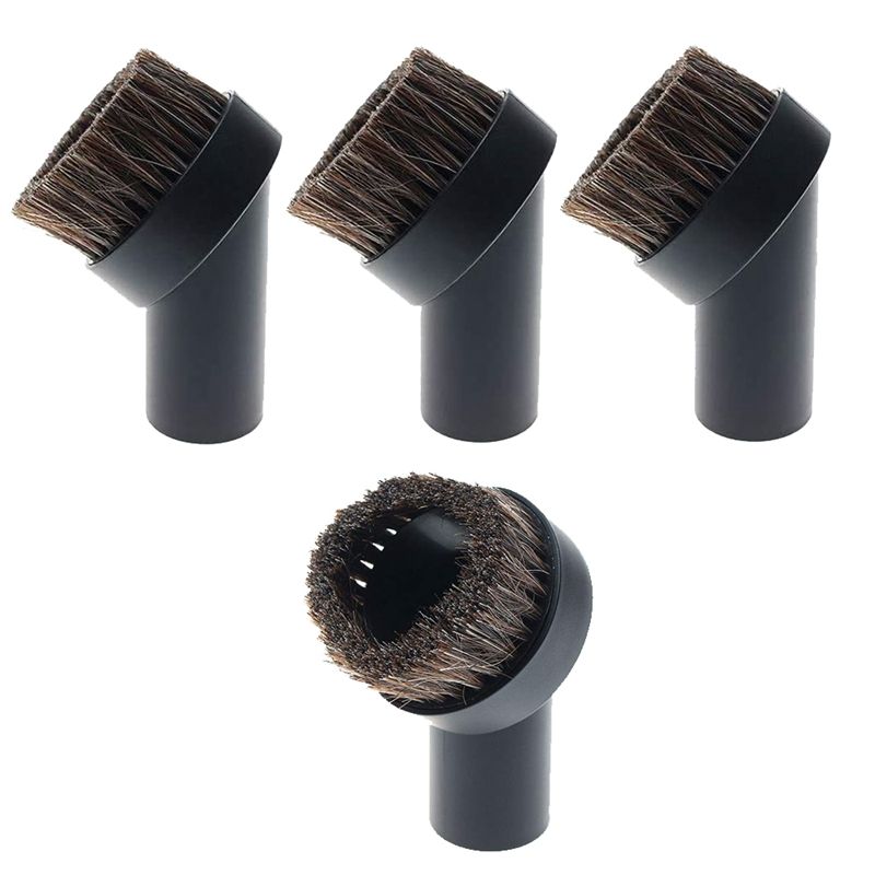 4 Pcs Horsehair Bristle Vacuum Cleaner Round Dusting Brush Replacement, Corner/Track Cleaning Tools,Inner Dia 32mm