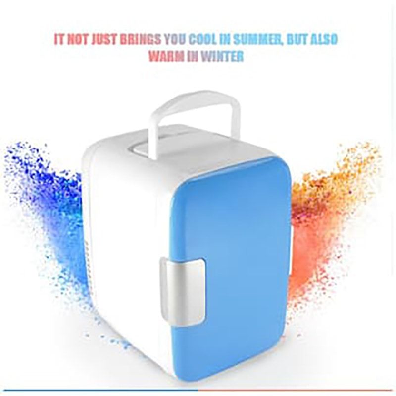 4L Mini Car Fridge Freezer Cooler Warm Use 12V Portable Icebox Travel Refrigerator for Camping Driving Blue