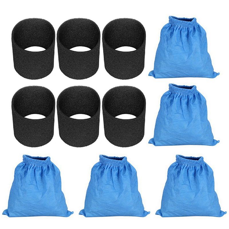BRADOO- 5PCS for Karcher MV1 WD1 WD2 WD3 SE4001 Filter Bag & 6X for Karcher Wet Dry Foam Filter MV1 WD1 MV1 WD1 KAR Filter