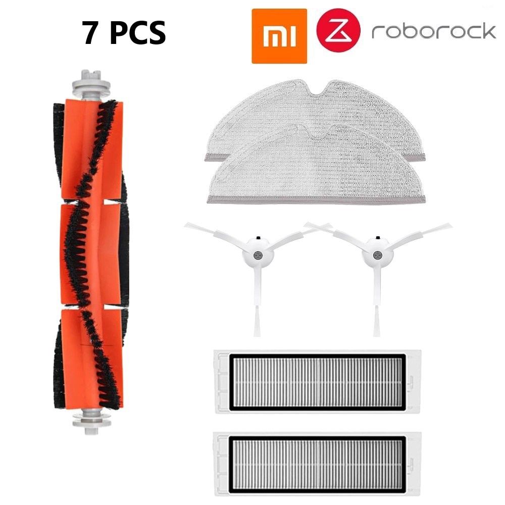 Xiao1 1S Roborock S5 S6 MAX S6 Pure Accessories Vacuum Cleaner Parts Washable Mop Cloth HEPA Filter Main Brush Side Brush-7pcs