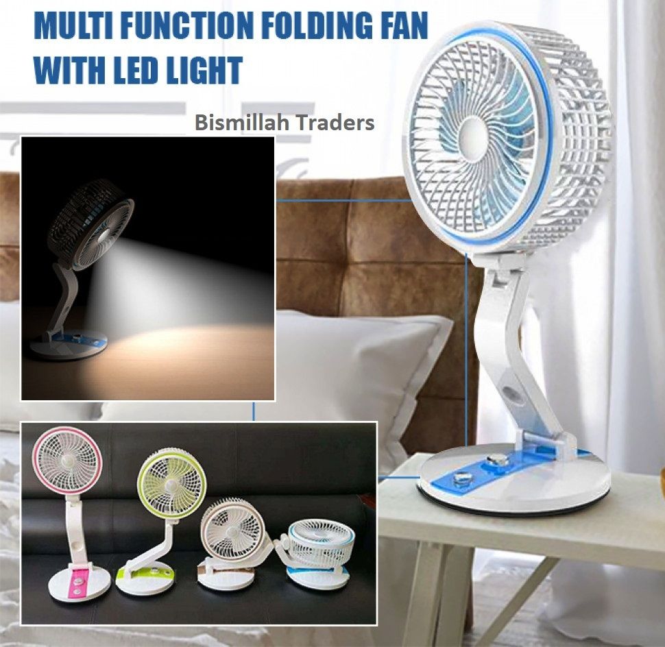 Folding Fan with led Light Multifunction USB Charging