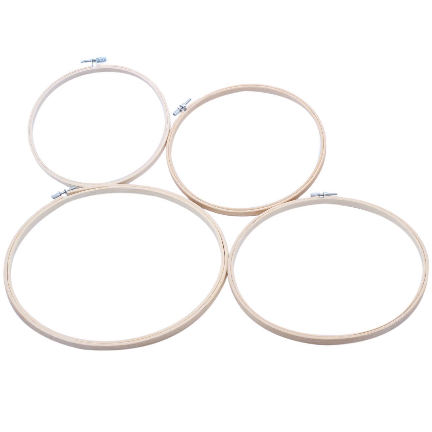 4x Embroidery hoop bamboo Circle Embroidery cross needle 18 20 23 26cm