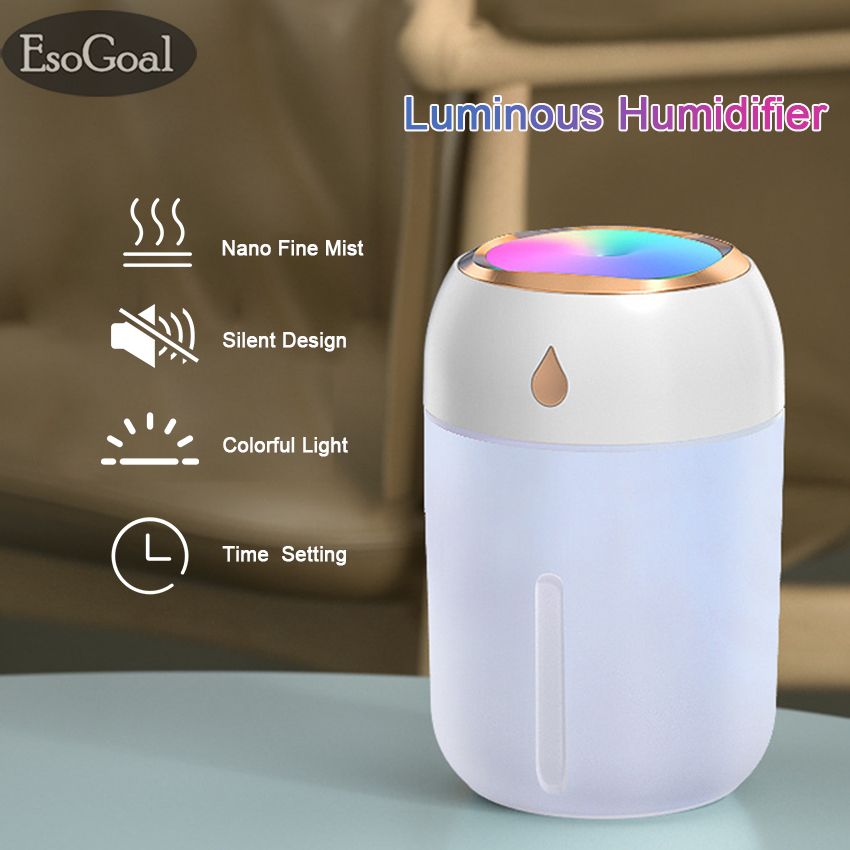 EsoGoal H-umidifier Air H-umidifier Nano Diffuser Car H-umidifier U-ltrasonic H-umidifier Cool Fine M-ist H-umidifier USB H-umidifier With 7 Colors L-ED Lights for Home Office Car Y-oga Spa