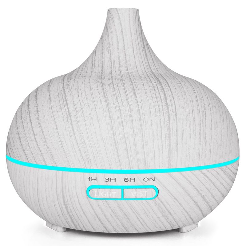 400Ml Ultrasonic Electric Air Humidifier Aroma Oil Diffuser White Wood Grain 7 Colors Led Lights for Home Us Plug Exquisite Product