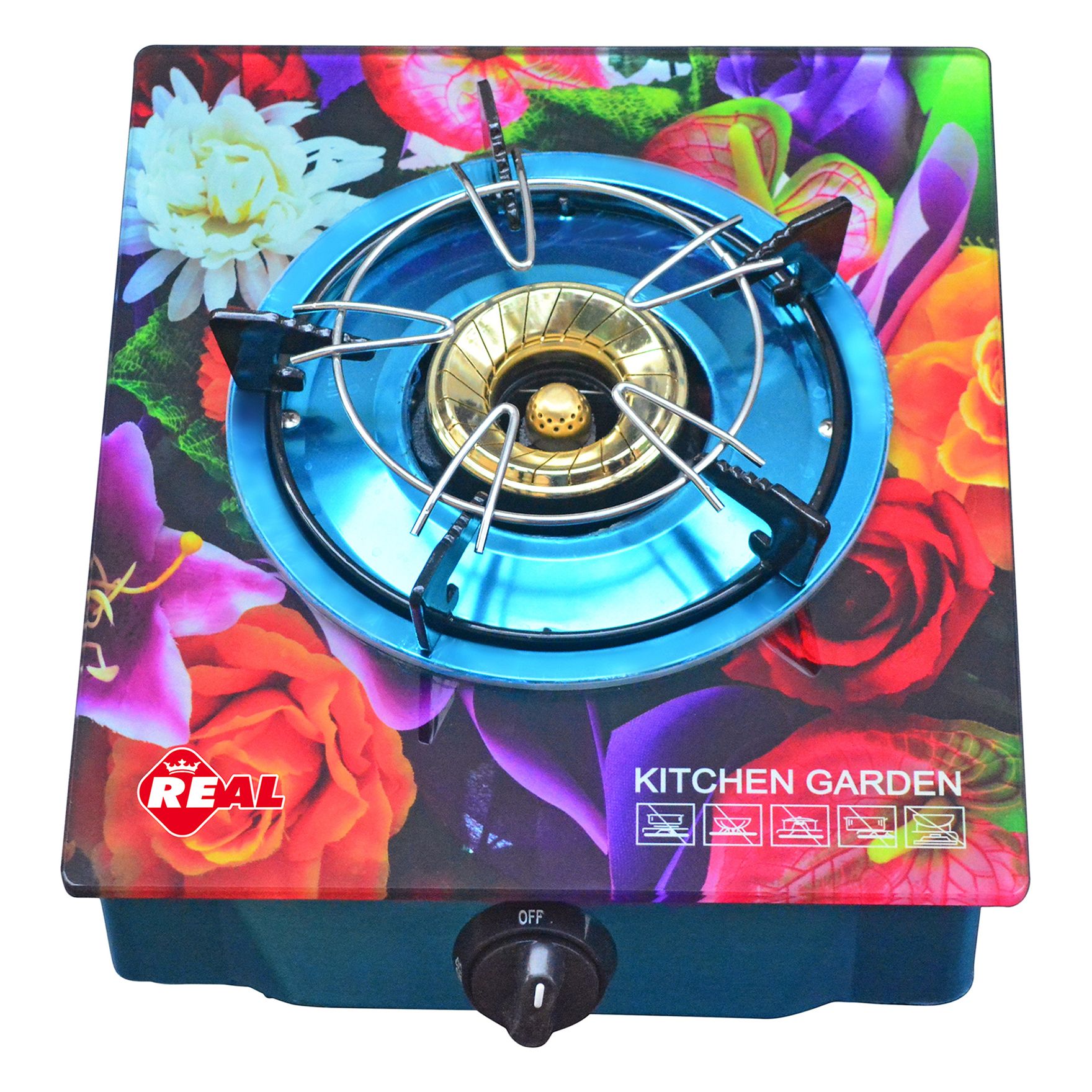 REAL Single Burner 3D Glass Gas Stove Elegant LPG