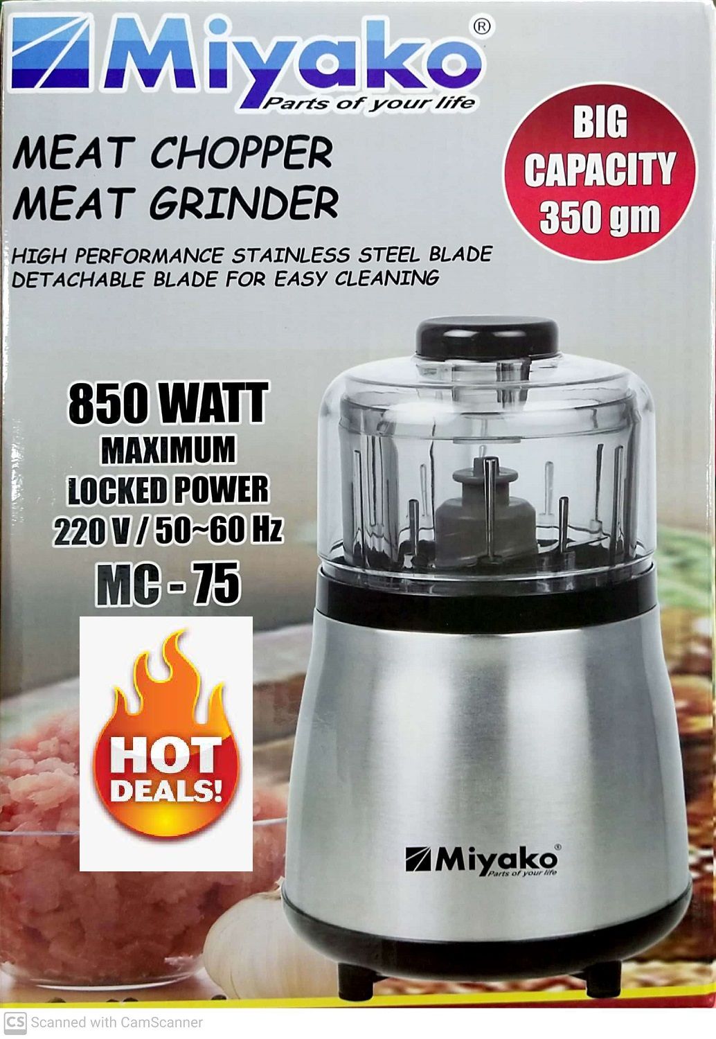 Miyako Meat Chopper/ Meat Grinder MC-75 850WATT