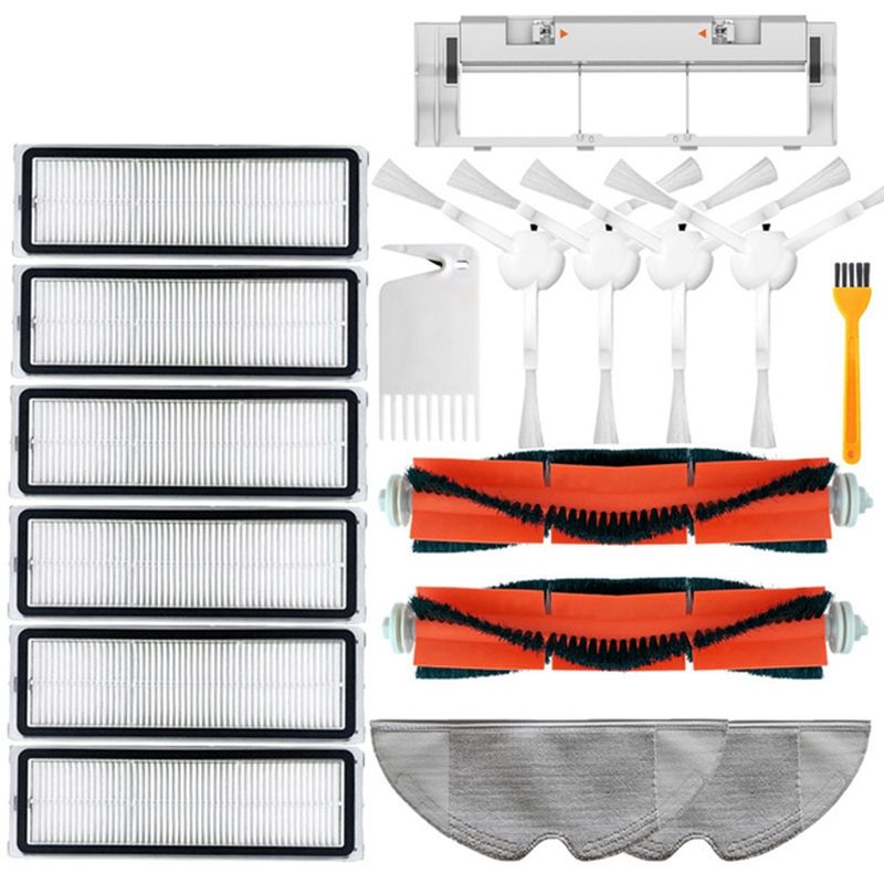 17PCS Main Brush Cover Box Side Brush Filters Mop Cloth for Xiaomi Mijia 1C STYTJ01ZHM Vacuum Cleaner Parts Accessories