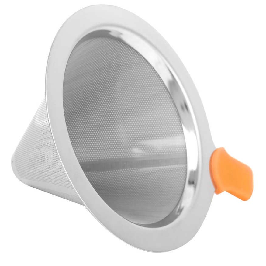 Coffee Maker Drip Filter Double Layer Stainless Steel Reusable Funnel for 1‑2 People