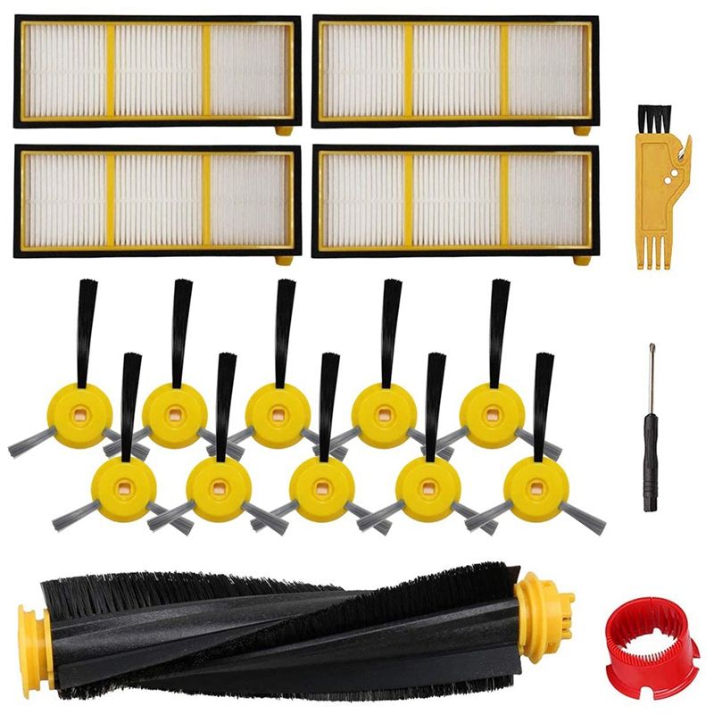 শার্ক ion rv750, r75, rv700, rv720, rv750c, rv755 রোবট ভ্যাকুয়াম ক্লিনার জন্য সাইড ব্রাশ প্রধান ব্রাশ ফিল্টার (18 প্যাক)